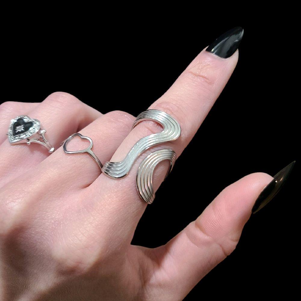Abstract Stainless Steel Ring - Silver (Adjustable) unique ring