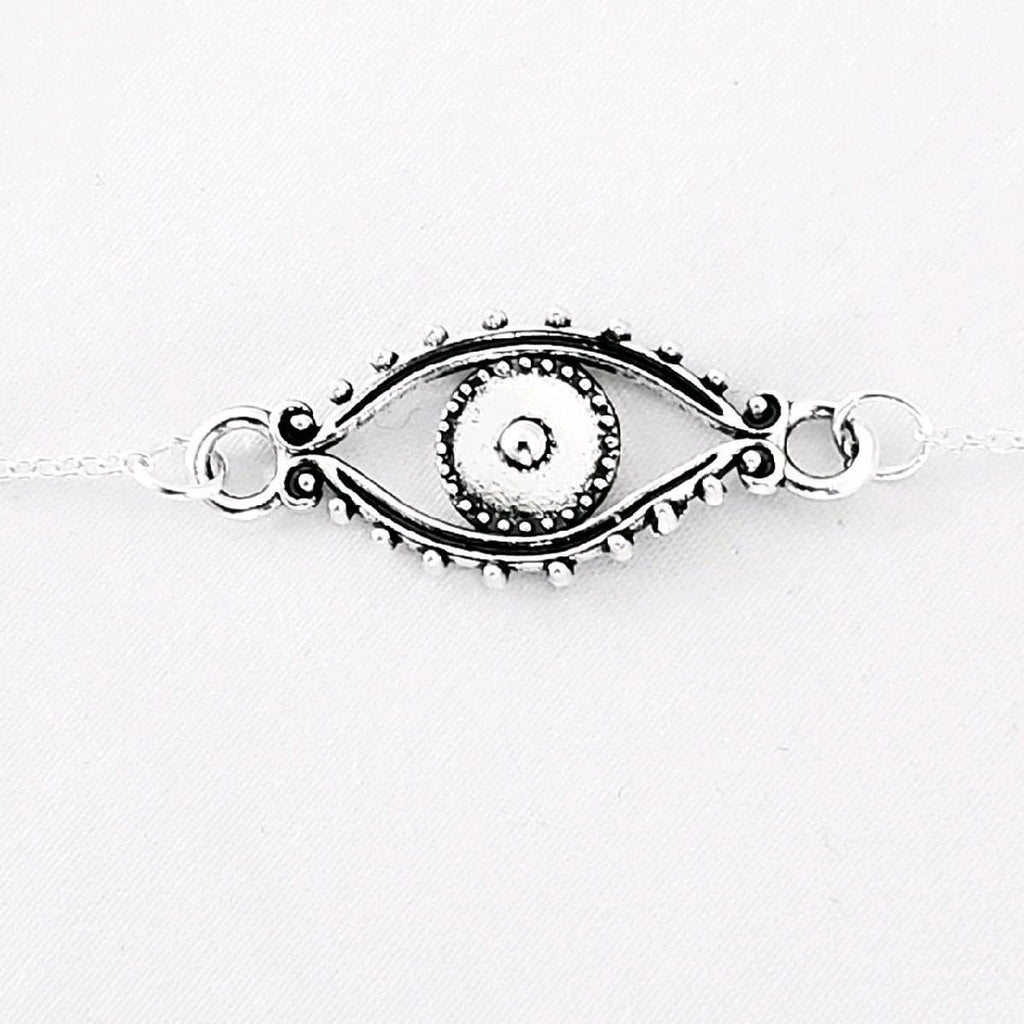 Silver Evil Eye Choker Necklace