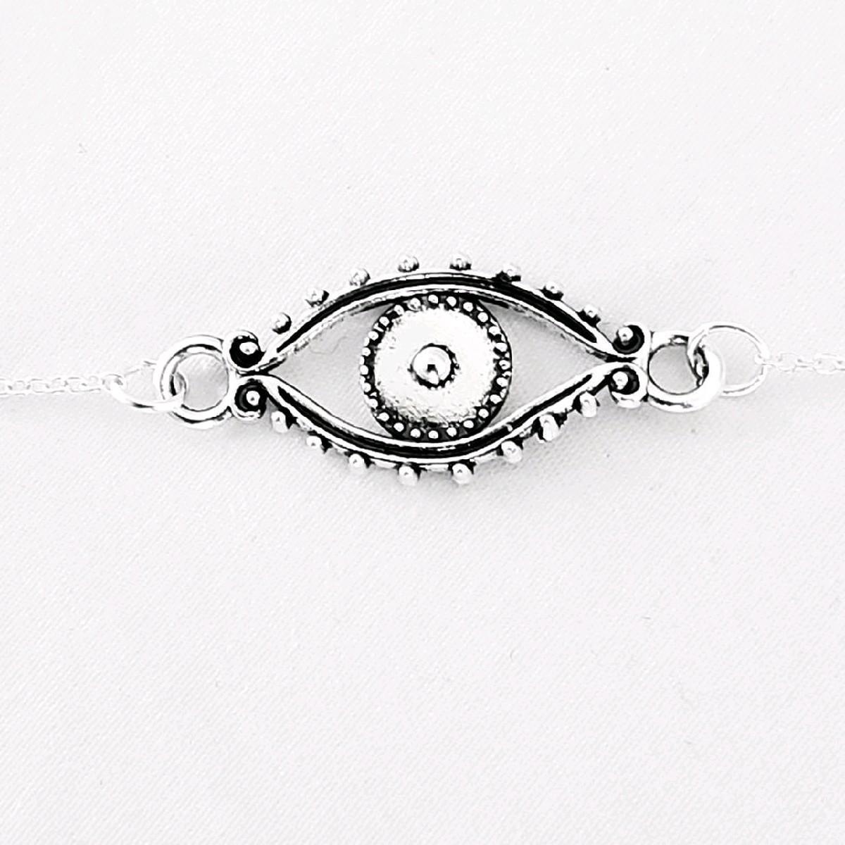 Silver Evil Eye Choker Necklace