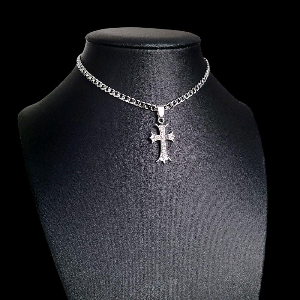 Maltese Rhinestone Cross Choker Necklace