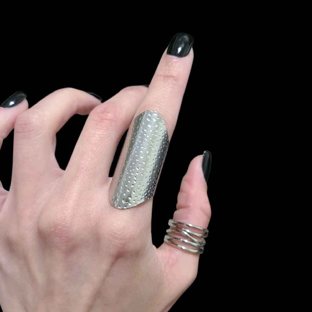 Hammered Full Finger Ring - Stainless Steel chunky jewelry