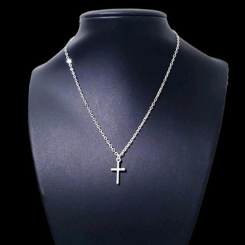 16 Inch Silver Cross Necklace