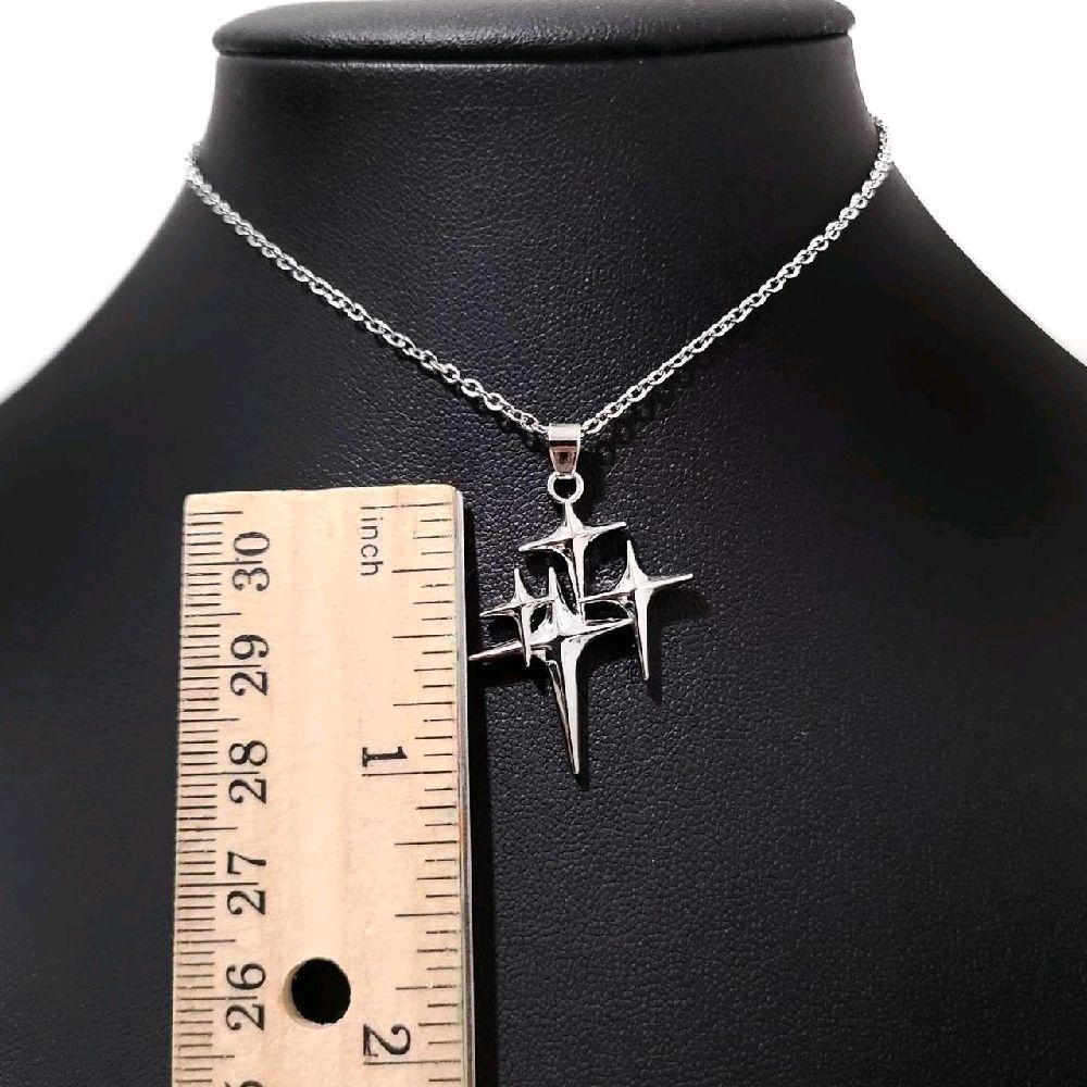 Silver Starburst Choker Necklace - Adjustable
