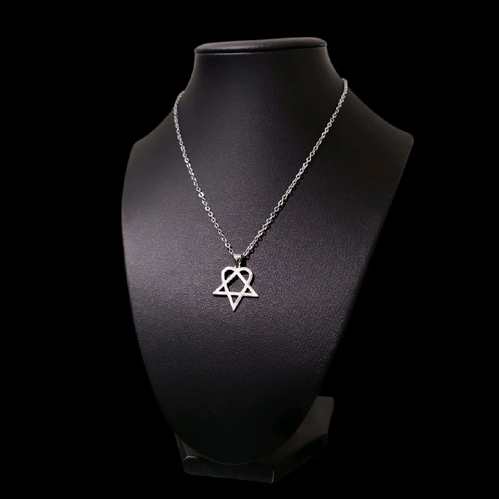 16" Stainless Steel Heartagram Pendant Necklace