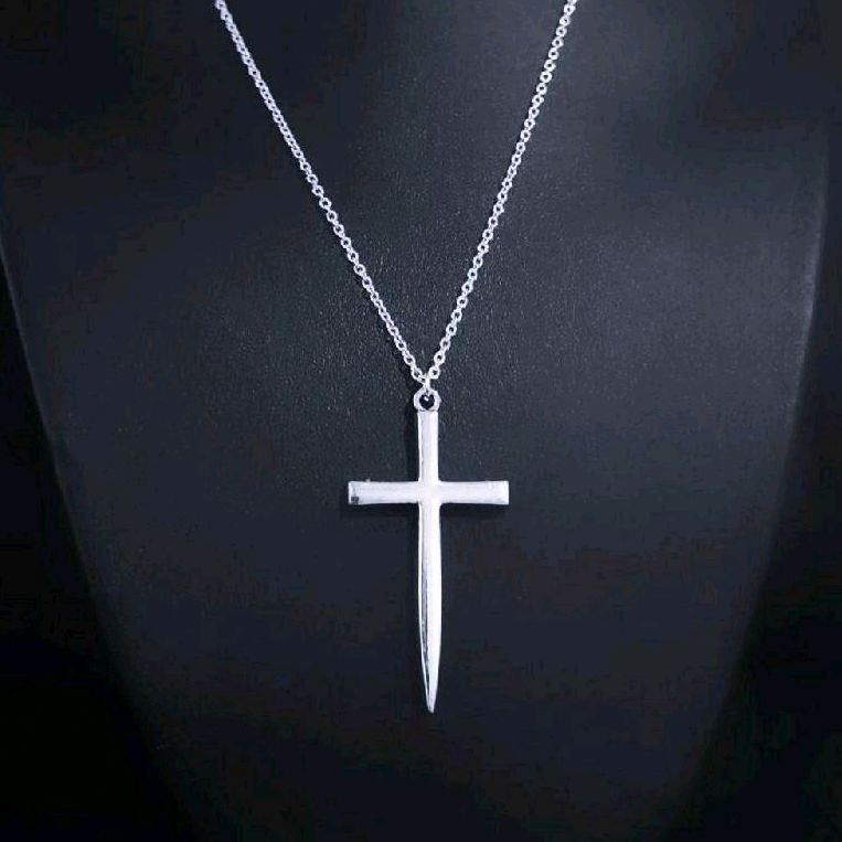 18" Silver Sword Cross Necklace