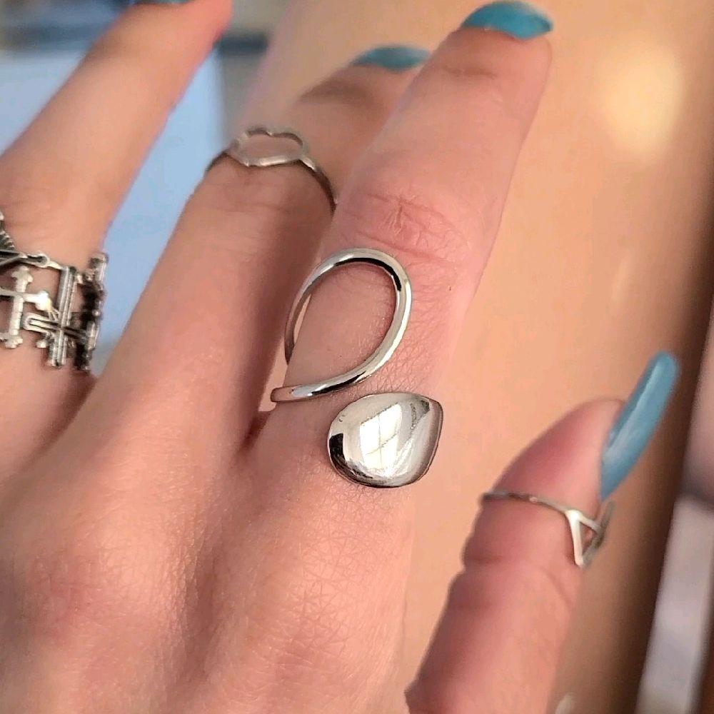Silver Abstact Loop Ring - Stainless Steel