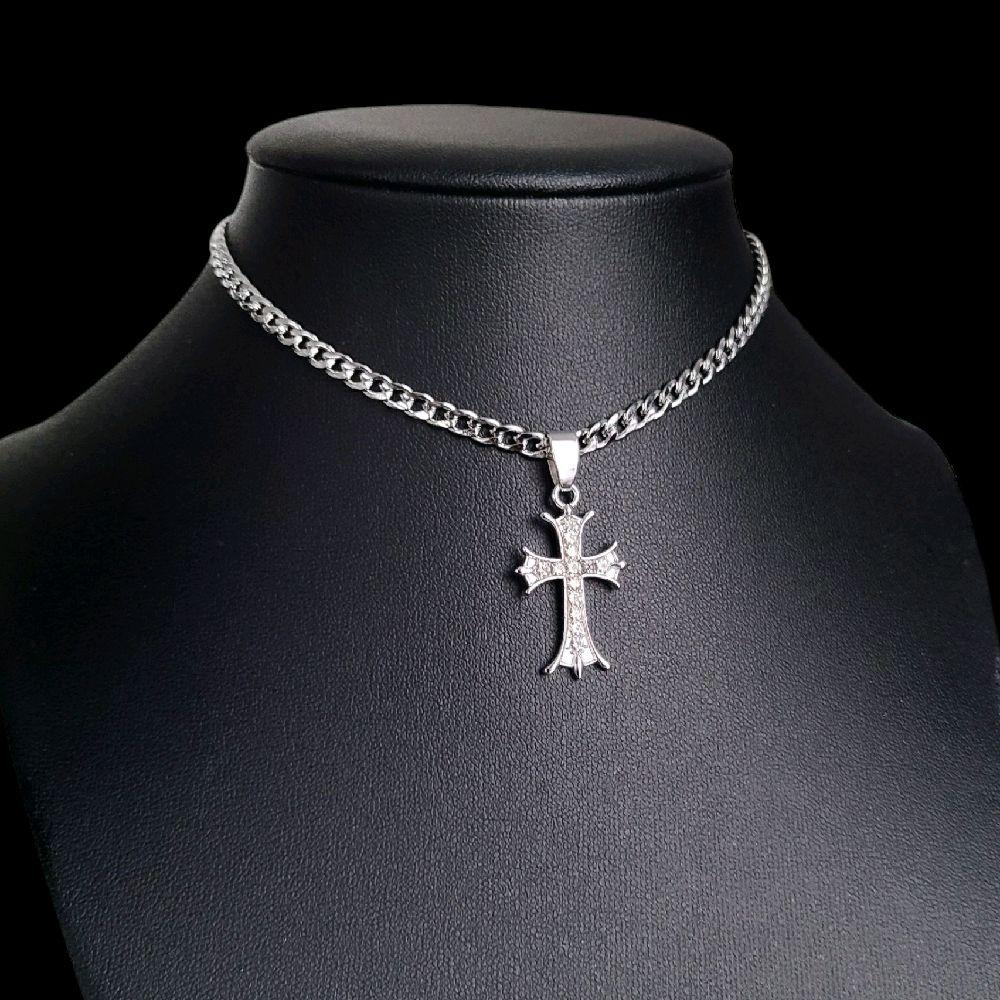 Maltese Rhinestone Cross Choker Necklace