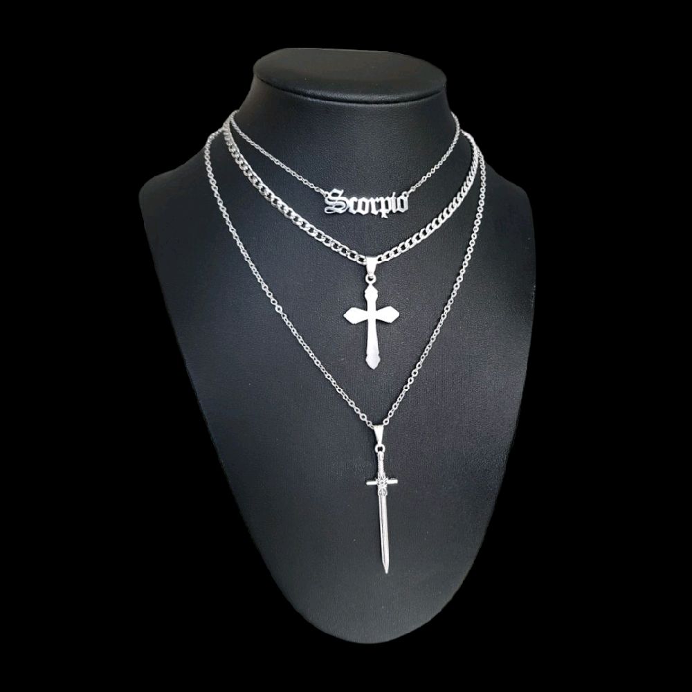 Stainless Steel Cross Pendant Choker Necklace