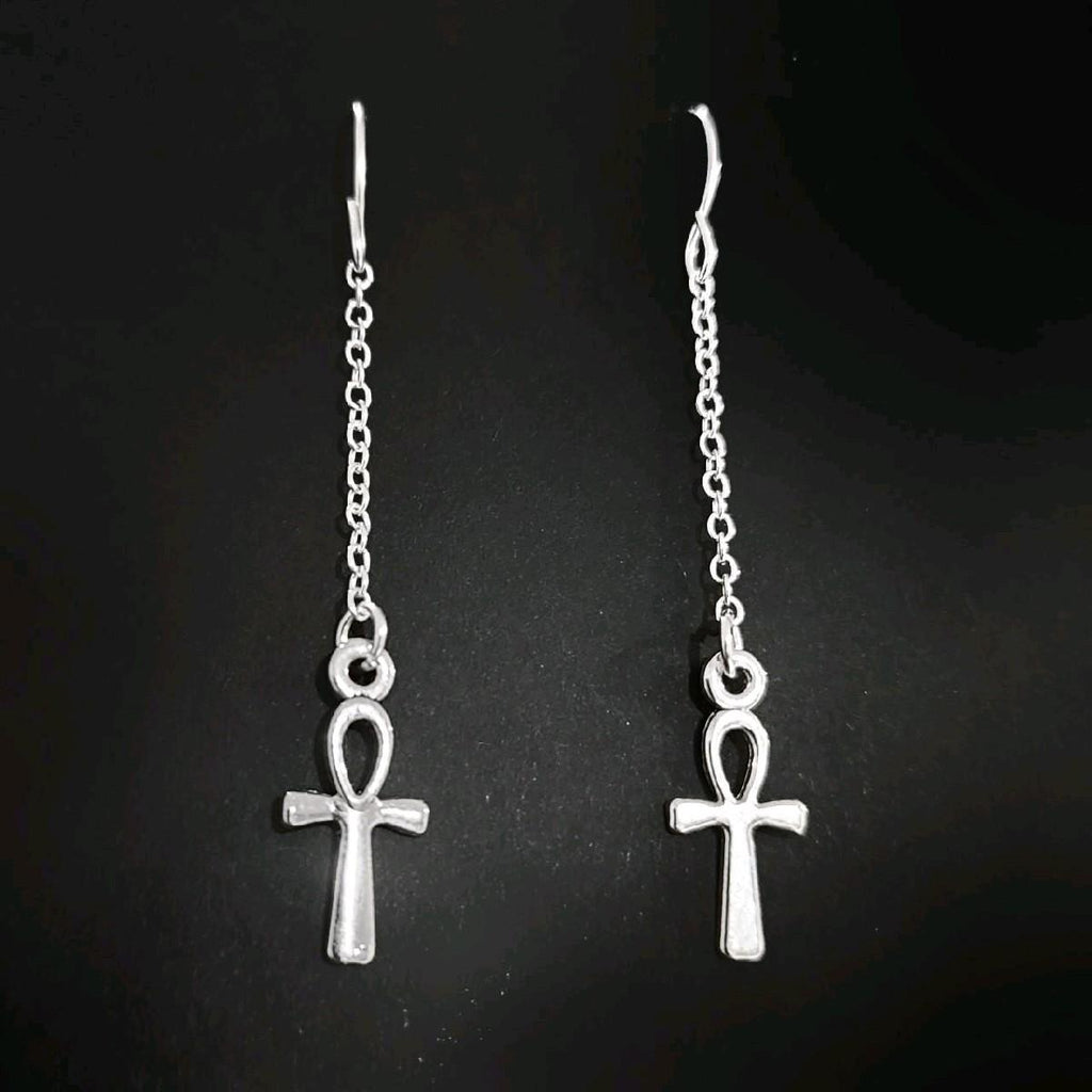 Ankh Chain Drop Earrings