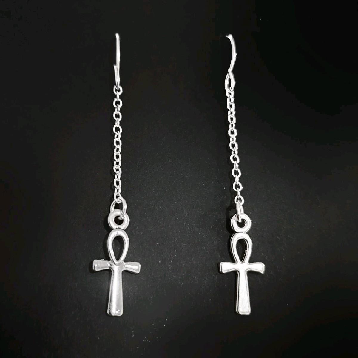 Ankh Chain Drop Earrings
