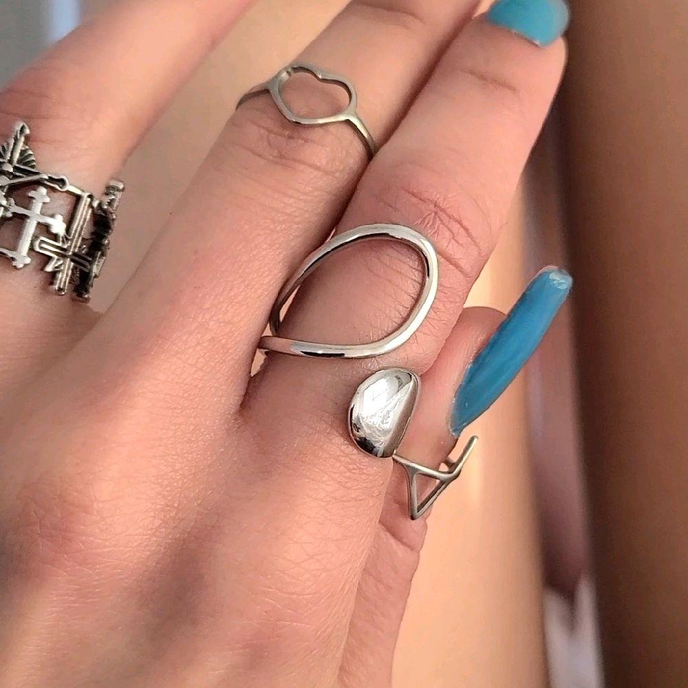Silver Abstact Loop Ring - Stainless Steel