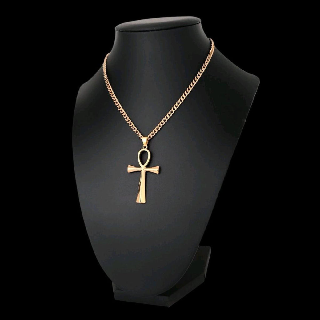 Gold Ankh Pendant Necklace - Stainless Steel