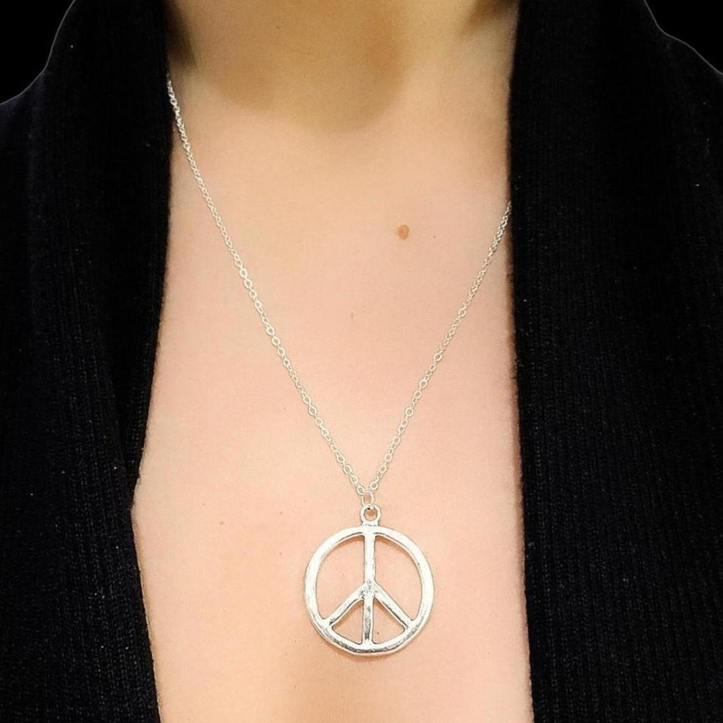 18" Silver Peace Pendant Necklace
