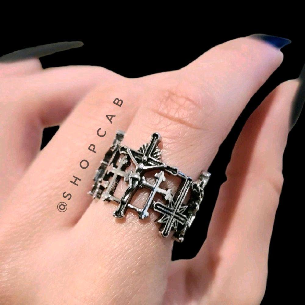 Silver Cross Crucifix Ring - Adjustable Size