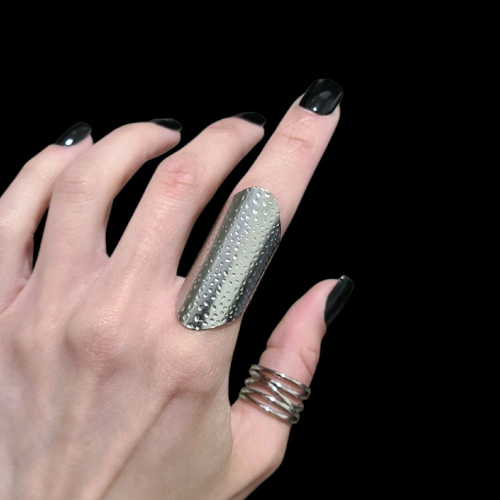 Hammered Full Finger Ring - Stainless Steel chunky jewelry