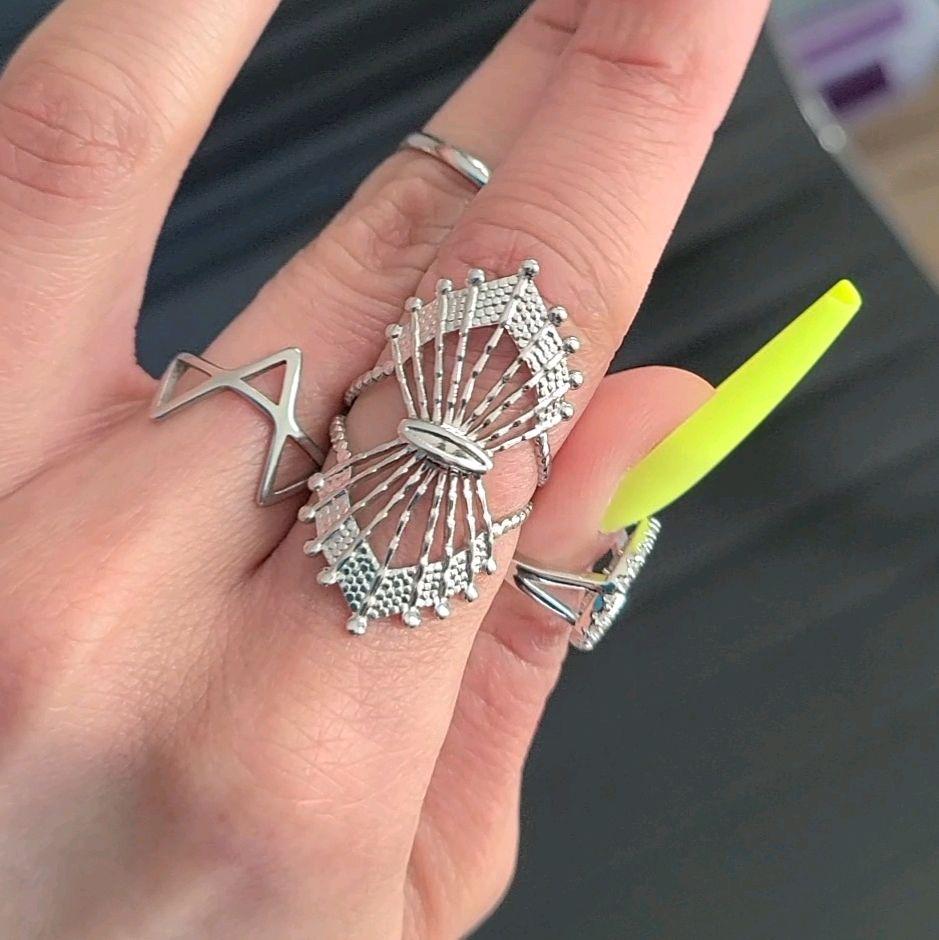 SILVER STAINLESS STEEL STATEMENT RING (Adjustable Size)