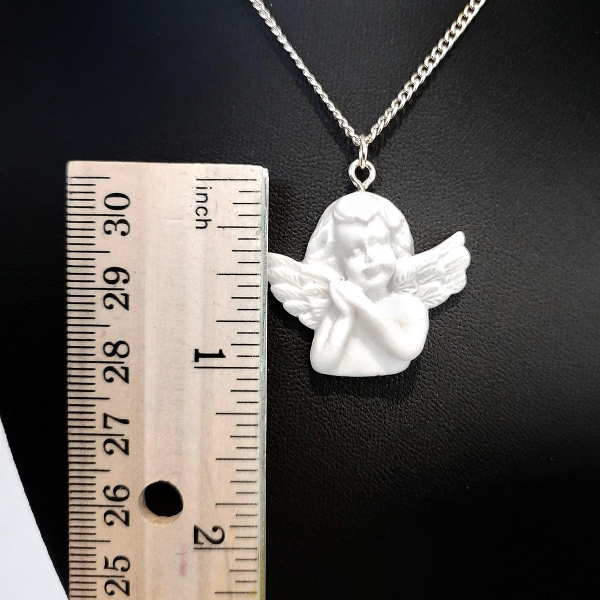 Cherub Angel Sculpture Necklace - Gold or Silver
