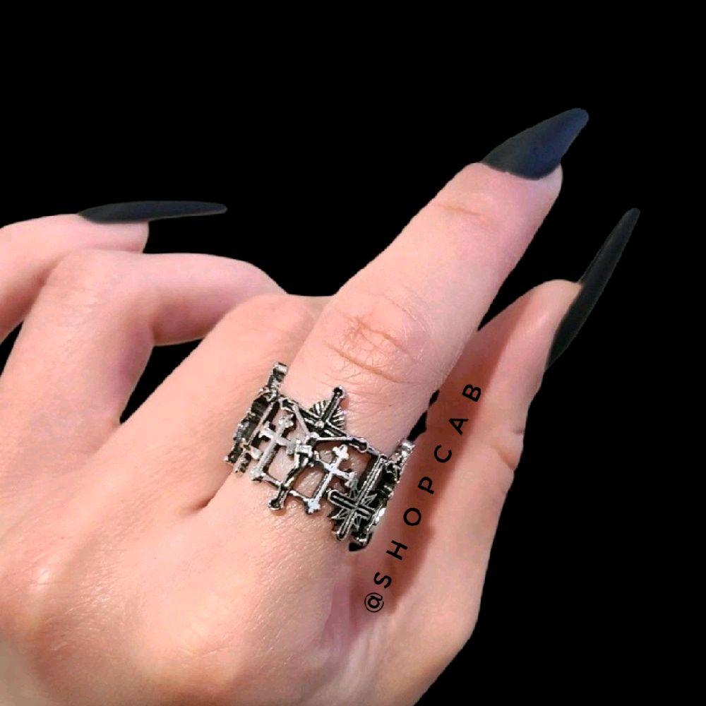 Silver Cross Crucifix Ring - Adjustable Size