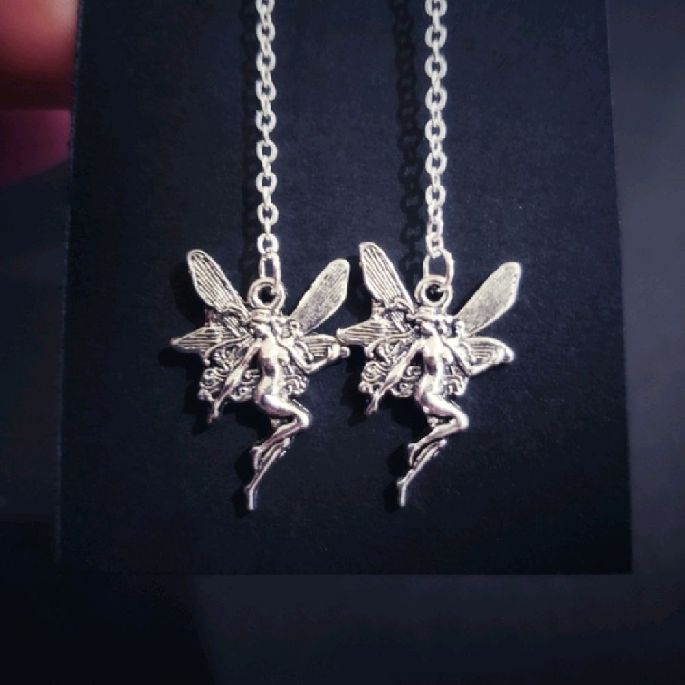 Silver Fairy Chain Dangle Drop Earrings - New