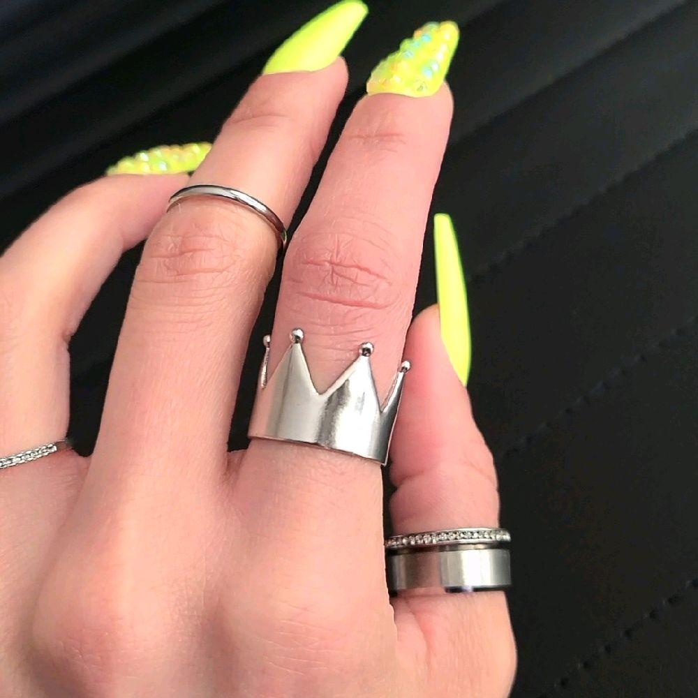 Silver Crown Ring - Stainless Steel (Adjustable)