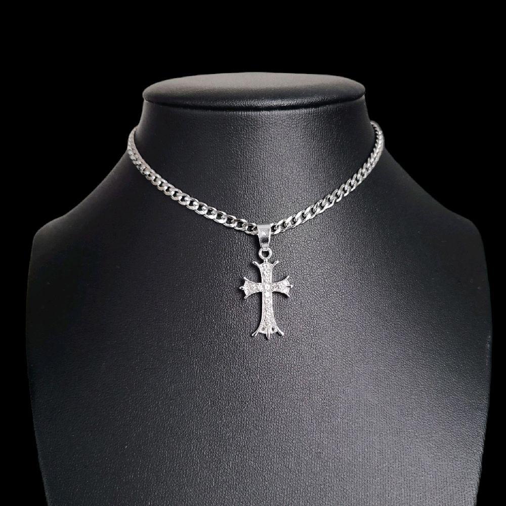 Maltese Rhinestone Cross Choker Necklace