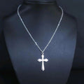 16" Stainless Steel Cross Pendant Necklace - Silver