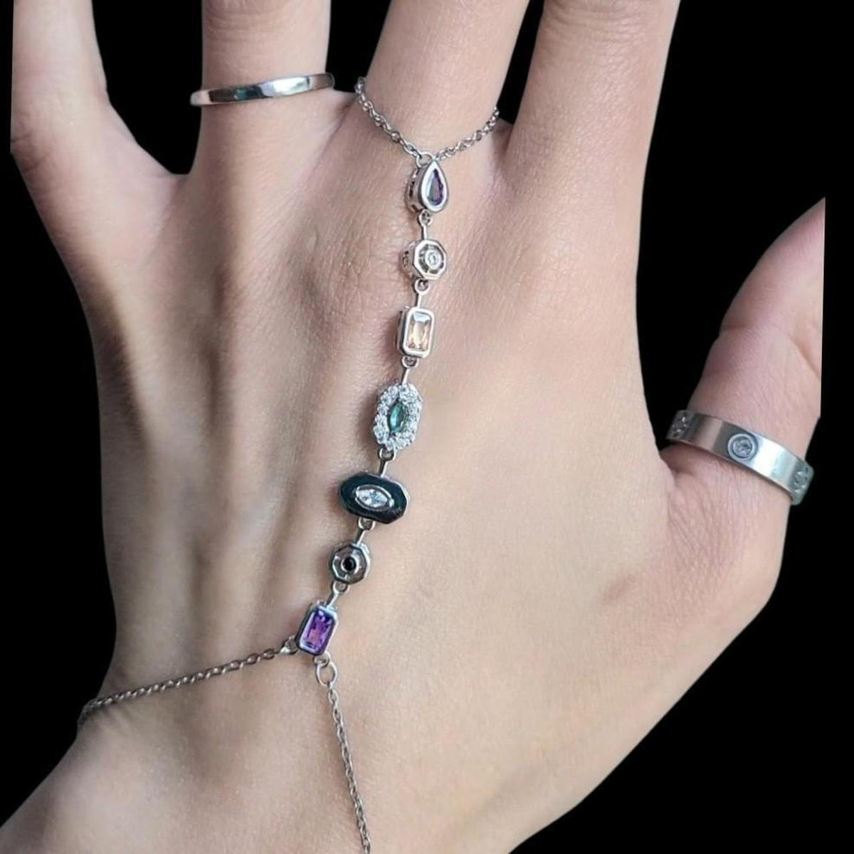 Silver Jewel Crystal Hand Chain