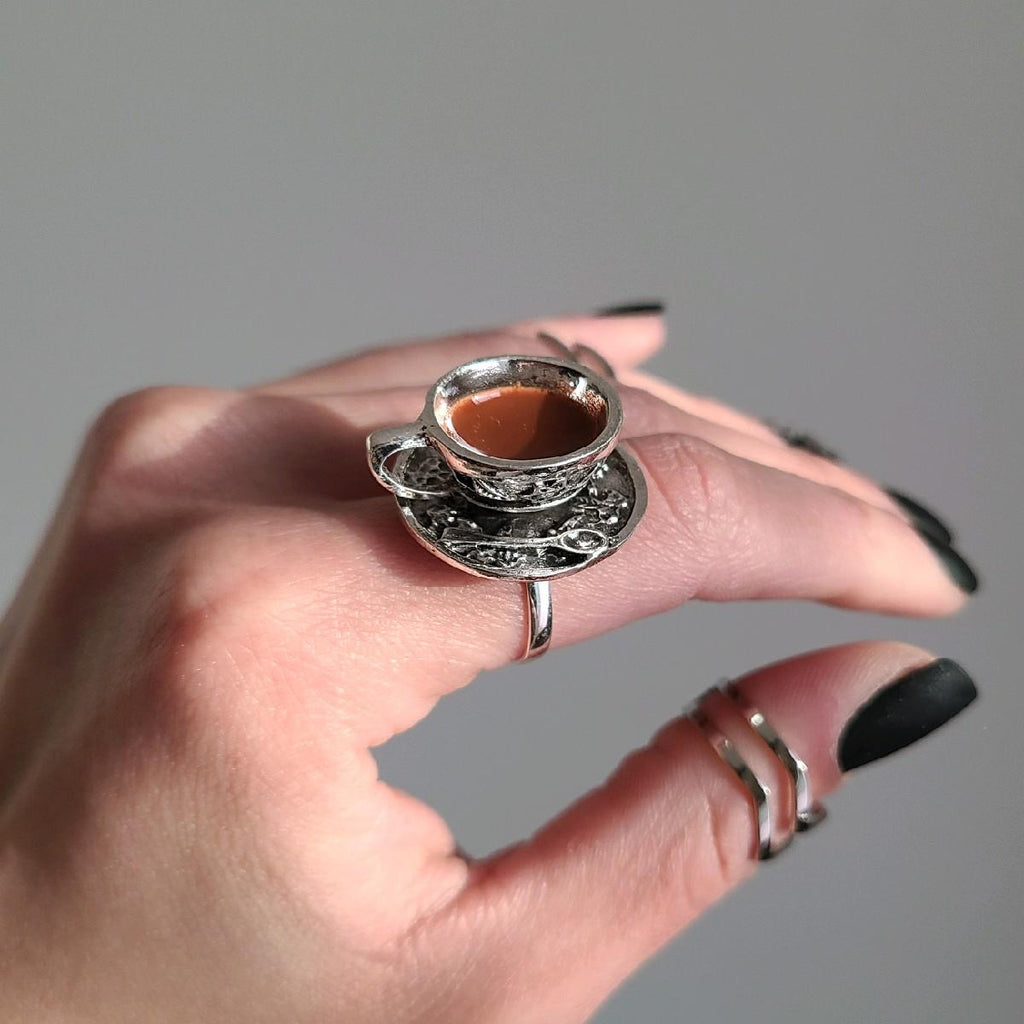 Silver Teacup Cocktail Ring - Adjustable Size