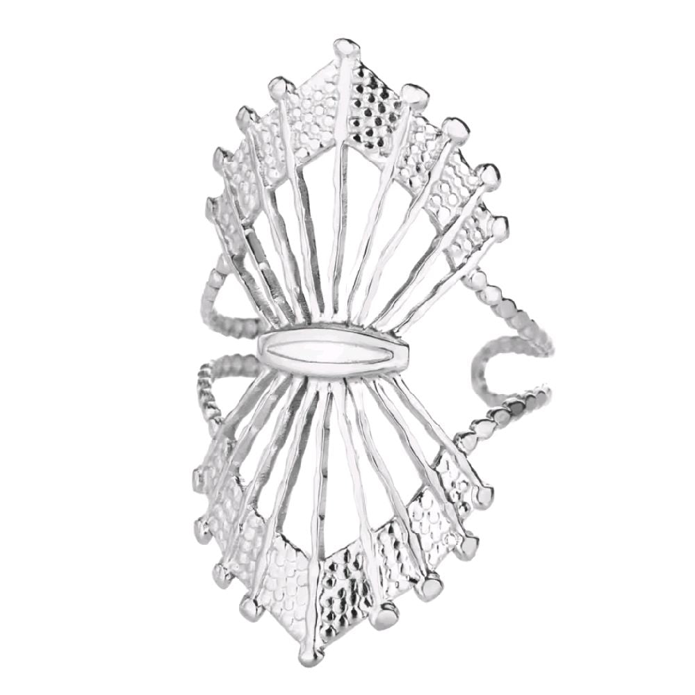 SILVER STAINLESS STEEL STATEMENT RING (Adjustable Size)