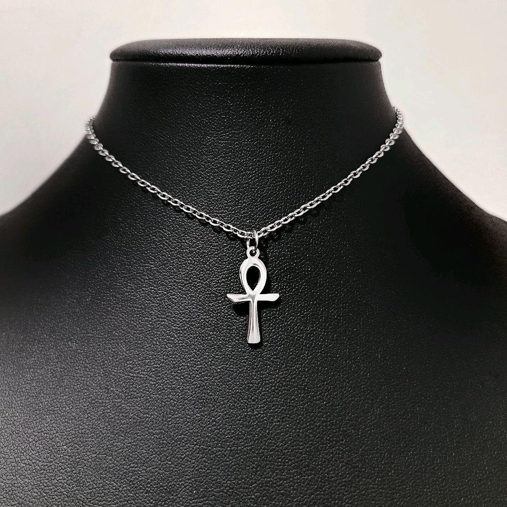 Dainty Stainless Steel Ankh Pendant Choker Necklace