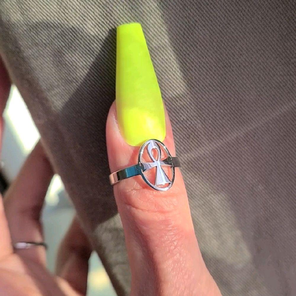 Silver Ankh Ring - Stainless Steel (Adjustable Size)