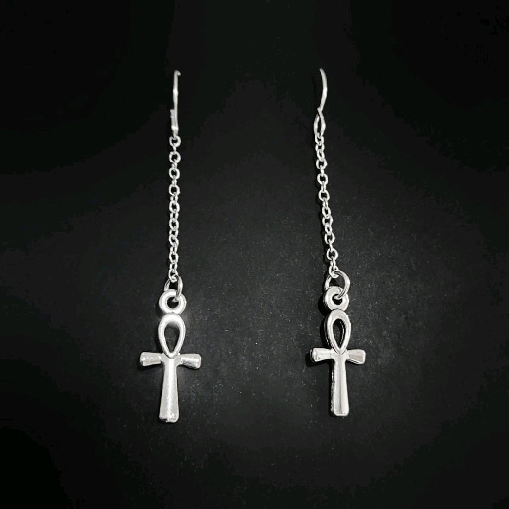 Ankh Chain Drop Earrings