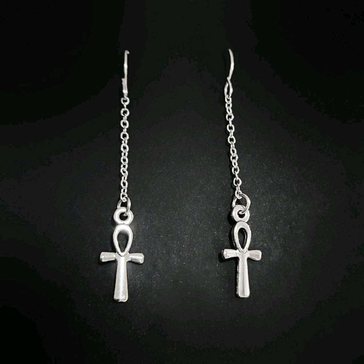 Ankh Chain Drop Earrings