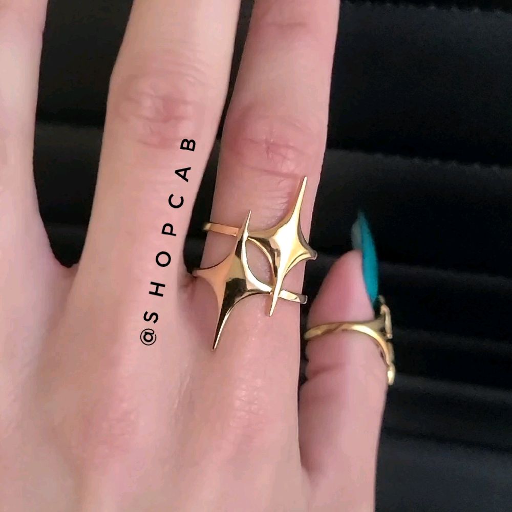 Gold Starburst Ring - Stainless Steel (adjustable size)