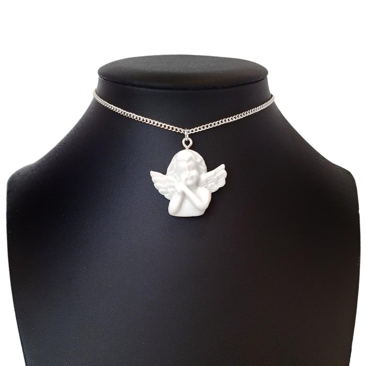 Cherub Angel Sculpture Necklace - Gold or Silver
