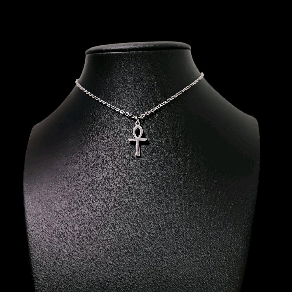 Dainty Stainless Steel Ankh Pendant Choker Necklace