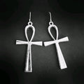 Ankh Drop Earrings - Silver