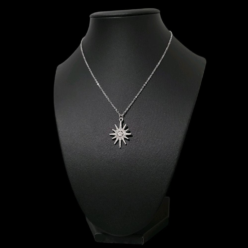 Crystal Silver Starburst Necklace