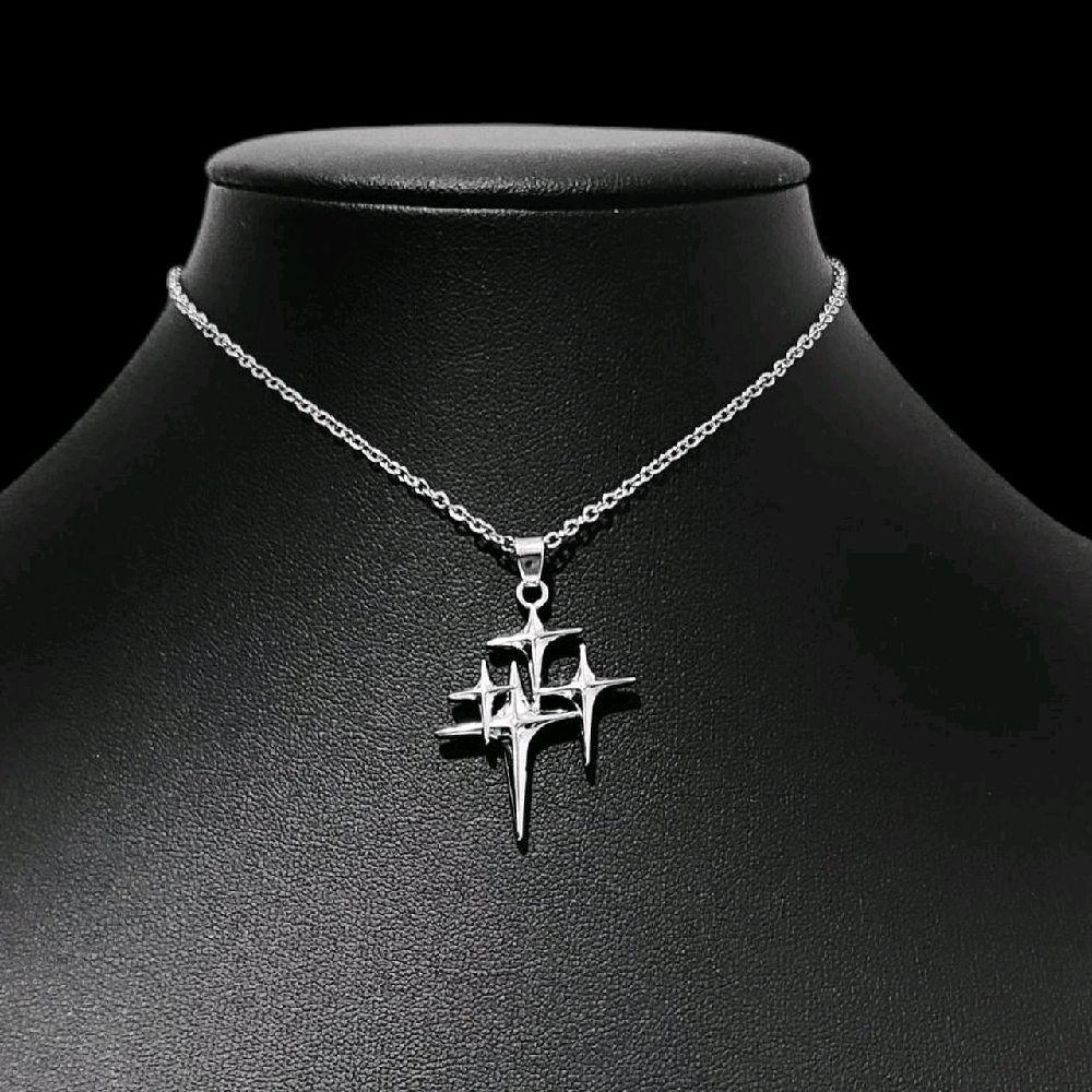 Silver Starburst Choker Necklace - Adjustable