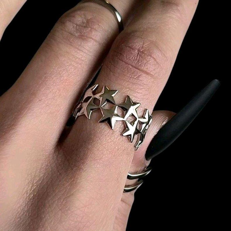 Silver Stars Ring - Stainless Steel (adjustable size)