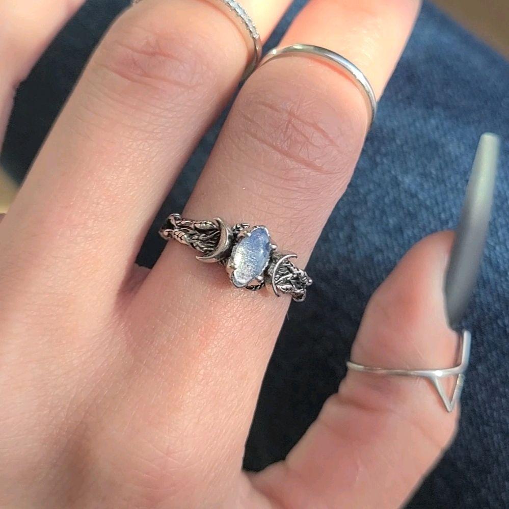 Silver Crystal Triple Moon Branch Ring - Women