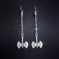 Medieval Battle Ax Chain Drop Earrings - Silver