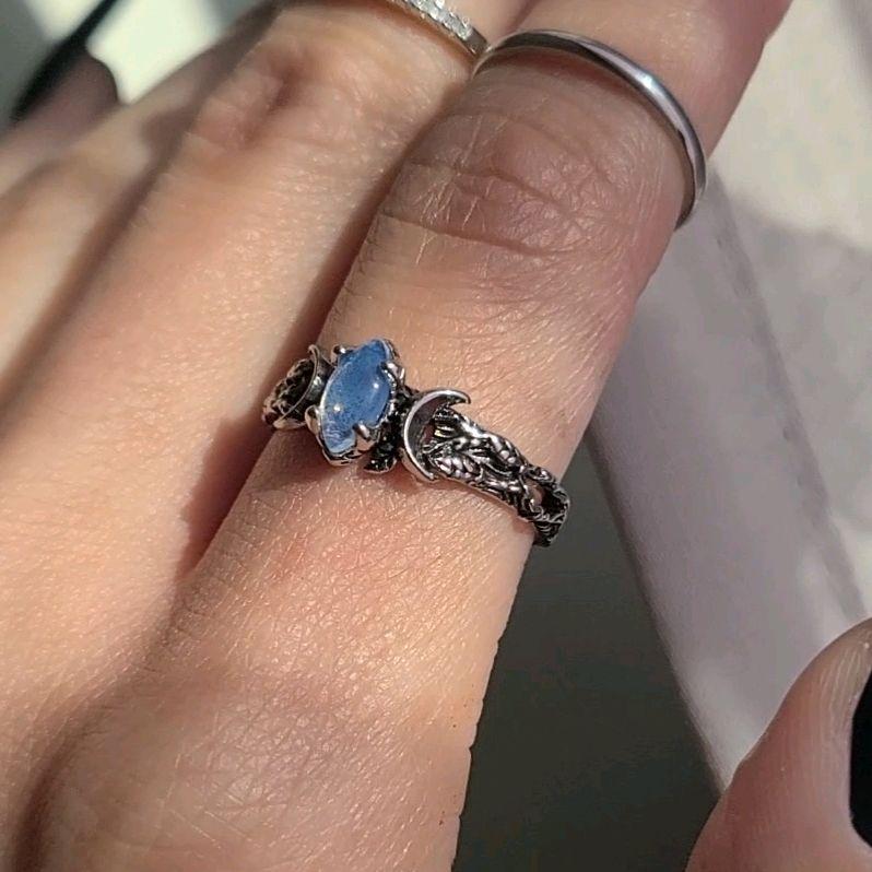Silver Crystal Triple Moon Branch Ring - Women