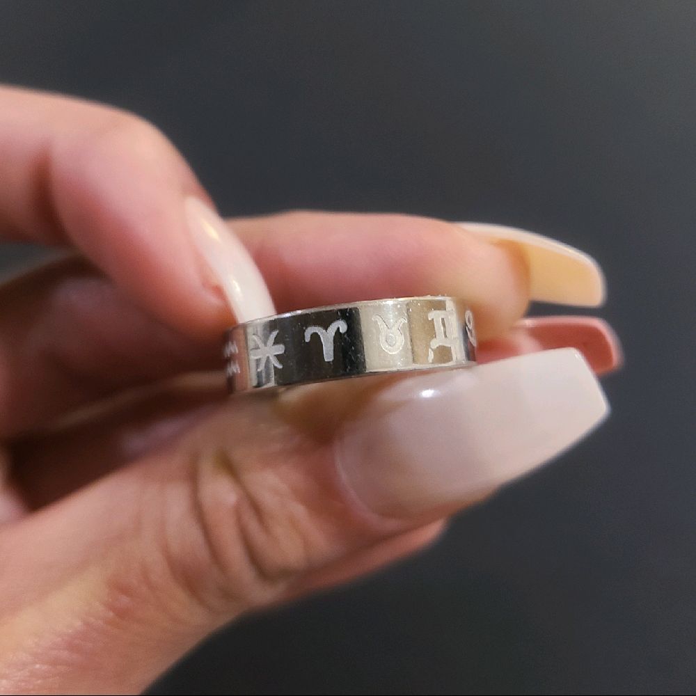 Stainless Steel Zodiac Symbol Ring - Silver
