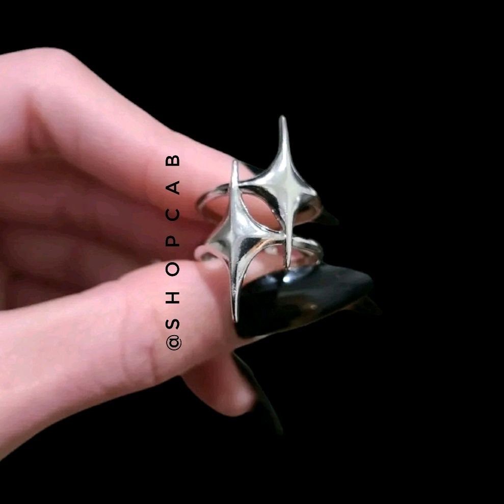Silver Starburst Ring - Stainless Steel, Adjustable Size