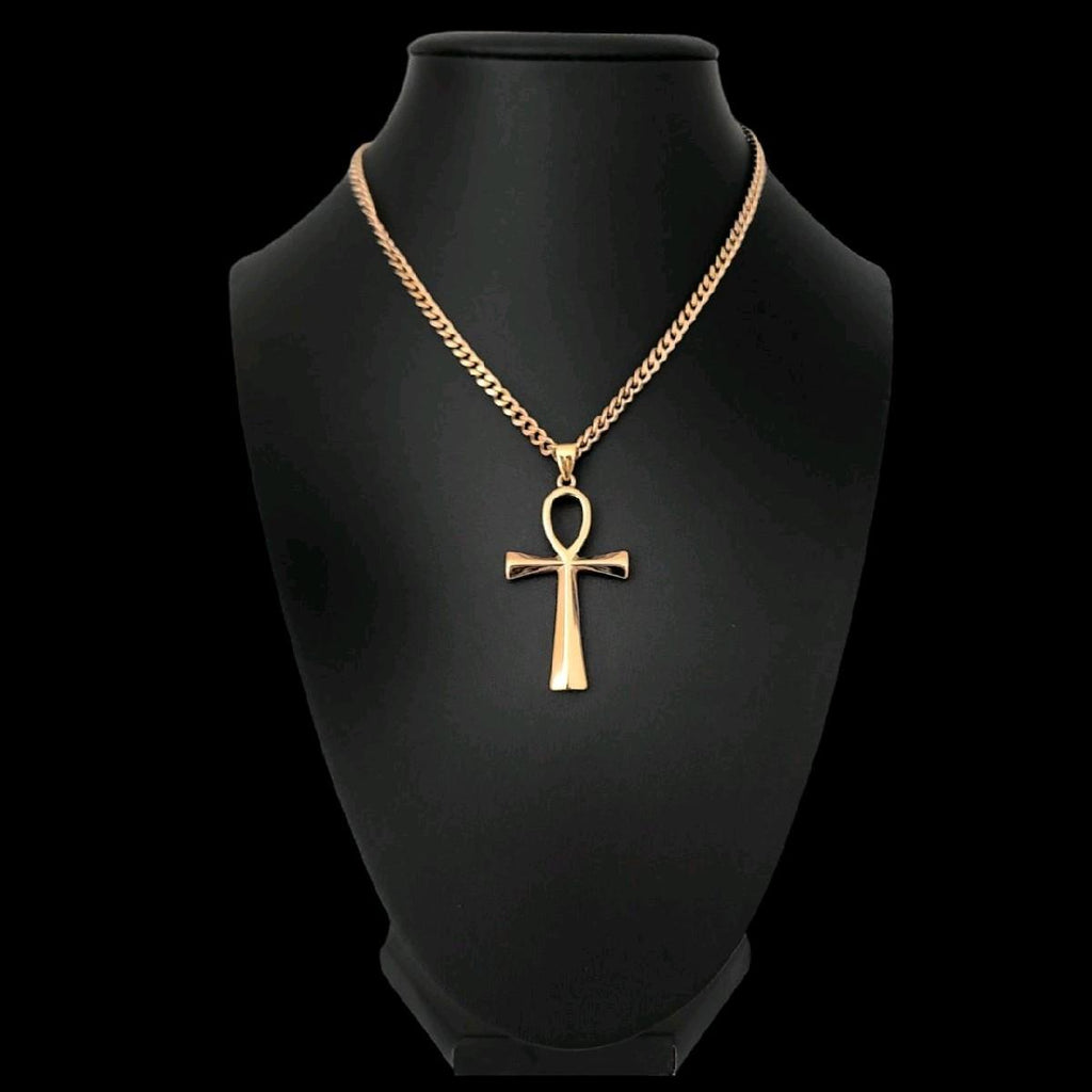 Gold Ankh Pendant Necklace - Stainless Steel