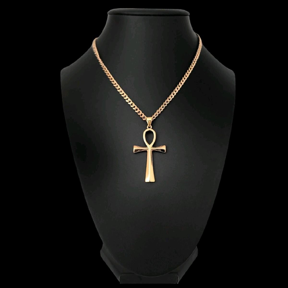 Gold Ankh Pendant Necklace - Stainless Steel