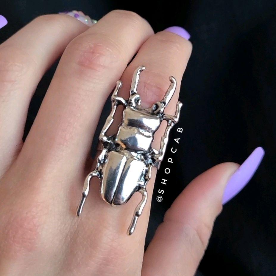 Silver Beetle Insect Ring (Adjustable Size)