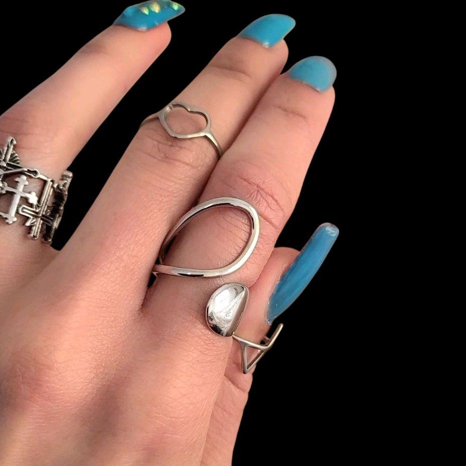 Silver Abstact Loop Ring - Stainless Steel