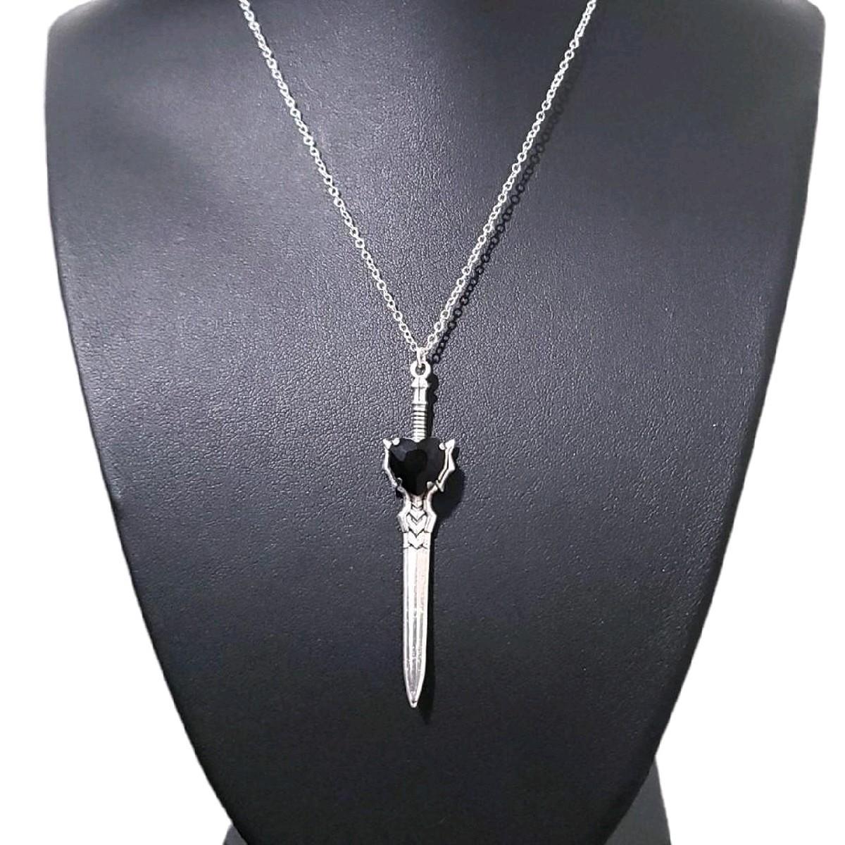 Heart Sword Necklace - Black